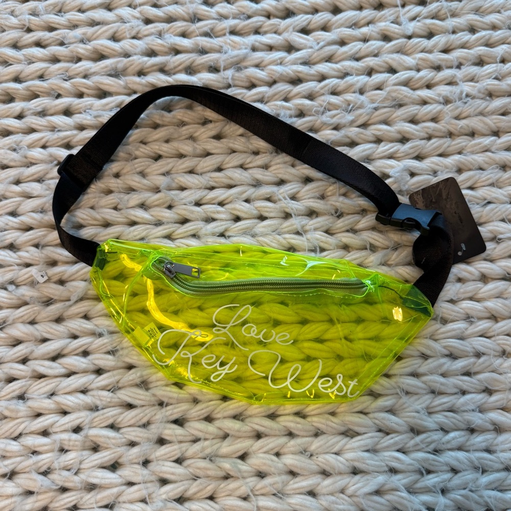 NWT Lucky 7 Brand Neon Yellow “Love key west” belt bag - never used